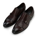 Double monki ze skóry naturalnej ciemny brąz 100-M-509-4