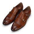 Double monki ze skóry naturalnej jasny brąz 100-M-509-5