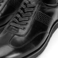 Męskie sneakersy ze skóry licowej na platformie z bieżnikiem brązowe 93-M-507-1