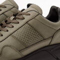 Męskie sneakersy z wegańskiej skóry ze wstawką lizard khaki 93-M-301-Z