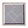 Damska apaszka jedwabna w geometryczne wzory kremowo - granatowa 100-7D-S01-X3