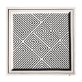 Damska apaszka jedwabna w geometryczne wzory kremowo - czarna 100-7D-S01-X6