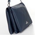 Damska crossbody trójkomorowa ze skóry granatowa 100-4E-808-7