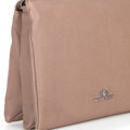 Damska crossbody trójkomorowa ze skóry beżowa 100-4E-808-9