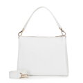 Dámska trojpriehradková crossbody z hrachovej kože biela 100-4E-809-0