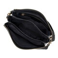 Damska crossbody trójkomorowa ze skóry groszkowej czarna 100-4E-809-1