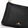 Damska crossbody trójkomorowa ze skóry groszkowej czarna 100-4E-809-1