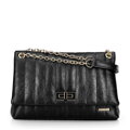 Damska crossbody z ekoskóry dwukomorowa duża czarna 100-4Y-418-1