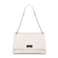 Damska crossbody z ekoskóry dwukomorowa duża kremowa 100-4Y-418-0