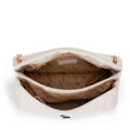 Damska crossbody z ekoskóry dwukomorowa duża kremowa 100-4Y-418-0