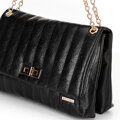 Damska crossbody z ekoskóry dwukomorowa duża czarna 100-4Y-418-1