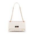 Damska crossbody z ekoskóry dwukomorowa mała kremowa 100-4Y-419-0