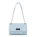 Damska crossbody z ekoskóry dwukomorowa mała niebieska 100-4Y-419-N