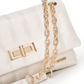 Damska crossbody z ekoskóry dwukomorowa mała kremowa 100-4Y-419-0
