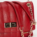 Damska crossbody z ekoskóry dwukomorowa mała czerwona 100-4Y-419-3