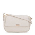 Damska crossbody z ekoskóry w przeszycia kremowa 29-4Y-609-0