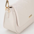 Damska crossbody z ekoskóry w przeszycia kremowa 29-4Y-609-0