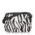 Damska crossbody z żakardu i ekoskóry biało - czarna 99-4E-503-X12