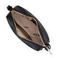 Damska crossbody z żakardu i ekoskóry kremowo - czarna 99-4E-503-X9