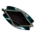 Damska crossbody ze skóry lakierowanej ciemny zielony 29-4E-025-Z