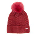 Damska czapka zimowa z pomponem czerwona 101-HF-L01-3