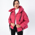 Damska kurtka oversize pikowana ze ściągaczami na rękawach zgaszony róż 97-9D-401-P