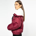 Dámska tmavočervená bunda podšitým imitáciou barančeka voľného oversize strihu 97-9D-901-3