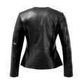 Dámska čierna kožená bunda s peplum strihom 102-09-401-1