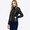 Damska kurtka ze skóry czarna 99-09-805-1