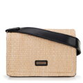 Damska crossbody z plecionki beżowo - czarna 100-4Y-405-91