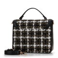 Dámska crossbody kabelka z buklé látky čierna a biela 99-4Y-411-10