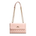 Dámska kabelka cez rameno z pravej kože s ružovým prešívaním 100-4E-205-P