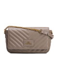 Dámska kožená crossbody kabelka s prešívaním Wittchen, béžová 102-4E-204-9