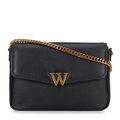Dámska kožená crossbody s ozdobnou sponou čierna 100-4E-213-1