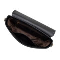 Dámska kožená crossbody s ozdobnou sponou čierna 100-4E-213-1