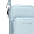 Damska minitorebka na telefon z imitacji skóry niebieska 102-2Y-413-N