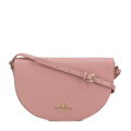 Damska saddle bag z groszkowanej skóry różowa 29-4E-022-P