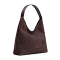 Damska shopperka typu hobo ze skóry zamszowej ciemny brąz 102-4E-607-4