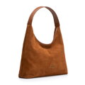 Damska shopperka typu hobo ze skóry zamszowej jasny brąz 102-4E-607-5