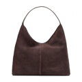 Damska shopperka typu hobo ze skóry zamszowej ciemny brąz 102-4E-607-4