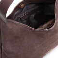 Damska shopperka typu hobo ze skóry zamszowej ciemny brąz 102-4E-607-4
