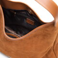Damska shopperka typu hobo ze skóry zamszowej jasny brąz 102-4E-607-5