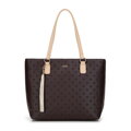 Dámska shopper kabelka s malým monogramom hnedá a béžová 99-4Y-207-4