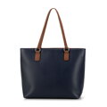 Dámska shopper kabelka s malým monogramom, tmavomodrá a hnedá 99-4Y-207-7