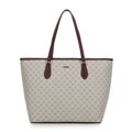 Dámska shopper kabelka s monogramom, sivá a bordová 99-4Y-503-9