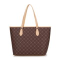 Dámska shopper kabelka s monogramom, hnedá 99-4Y-503-4