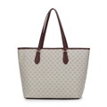 Dámska shopper kabelka s monogramom, sivá a bordová 99-4Y-503-9