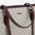 Dámska shopper kabelka s monogramom, sivá a bordová 99-4Y-503-9