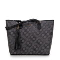 Dámska shopper kabelka so strapcom a monogramom čierna 99-4Y-505-1
