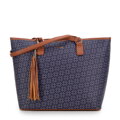 Dámska shopper kabelka so strapcom a monogramom námornícka modrá 99-4Y-505-7